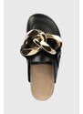 Kožené pantofle JW Anderson Chain Loafer dámské, černá barva, ANW35004E