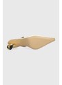 Kožené lodičky JW Anderson Chain Heel béžová barva, na podpatku, s odkrytou patou, ANW42055A