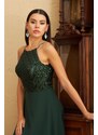 Carmen Emerald Sequined Long Evening Dress