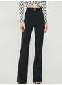 Kalhoty Elisabetta Franchi dámské, černá barva, zvony, high waist, PAT1541E2