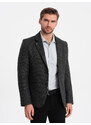 Ombre Men's casual jacket with decorative pin on lapel - graphite melange