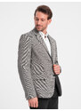 Ombre Clothing Pánské sako v jemné kostkované barvě - šedé V2 OM-BLZB-0116