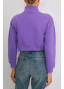 BİKELİFE Women's Lilac Zipper Fleece Knitted Sweatshirt Crop