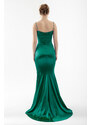 Lafaba Women's Emerald Green Stone Strap Long Evening Dress