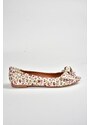 Fox Shoes Beige/red Linen Women's Flats with Floral Print