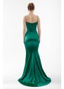 Lafaba Women's Emerald Green Stone Strap Long Evening Dress