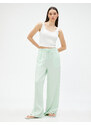 Koton Wide Leg Trousers with Pockets Tie Waist
