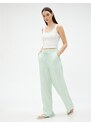 Koton Wide Leg Trousers with Pockets Tie Waist