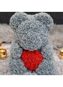 onHand.cz Medvídek z růží - šedý Rose Bear z růží se srdíčkem 25 cm