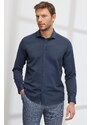 AC&Co / Altınyıldız Classics Men's Navy Blue Slim Fit Slim Fit Italian Collar Dobby Shirt.