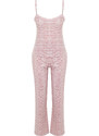 Trendyol Powder Striped Lace Detailed Cotton Singlet-Pants Knitted Pajamas Set