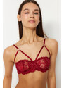 Trendyol Red Lace Strained Underwire Capless Balconette Knitted Bra