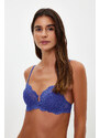 Trendyol Navy Blue Lace U Underwire Covered Balconette Knitted Bra