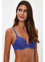 Trendyol Navy Blue Lace U Underwire Covered Balconette Knitted Bra