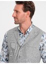 Ombre Clothing Pánská obleková vesta s límcem - světle šedá V1 OM-BLZV-0109