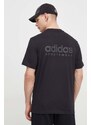 Bavlněné tričko adidas černá barva, s potiskem, IR5266