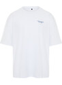 Trendyol White Oversize/Wide-Fit Crew Neck Text Printed 100% Cotton T-Shirt