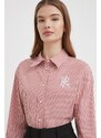 Bavlněná košile Lauren Ralph Lauren růžová barva, regular, s klasickým límcem