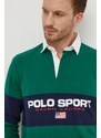 Bavlněné tričko s dlouhým rukávem Polo Ralph Lauren zelená barva