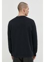 Bavlněné tričko s dlouhým rukávem Abercrombie & Fitch černá barva, s aplikací