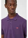 Bavlněné polo tričko Levi's fialová barva