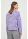 Vlněný svetr Samsoe Samsoe ARIA fialová barva, hřejivý, F23400052