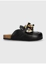 Kožené pantofle JW Anderson Chain Loafer dámské, černá barva, ANW35004E