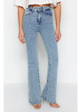 Trendyol Blue High Waist Flare Jeans