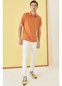 AC&Co / Altınyıldız Classics Men's Orange Slim Fit Slim Fit Polo Neck Plain Casual T-Shirt