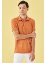 AC&Co / Altınyıldız Classics Men's Orange Slim Fit Slim Fit Polo Neck Plain Casual T-Shirt
