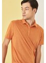 AC&Co / Altınyıldız Classics Men's Orange Slim Fit Slim Fit Polo Neck Plain Casual T-Shirt