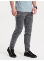 Ombre Clothing Pánské mramorované kalhoty JOGGERY s prošíváním - šedé V3 OM-PADJ-0108