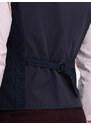 Ombre Clothing Pánská vesta bez klop v jemné kostkované barvě - tmavě modrá V1 OM-BLZV-0123