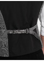 Ombre Clothing Pánská vesta bez klop v jemné kostkované barvě - grafitová V2 OM-BLZV-0123
