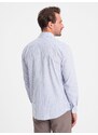 Ombre Clothing Pánská bavlněná košile REGULAR FIT se svislými pruhy - modrá a bílá OM-SHOS-0155