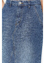 Trendyol Blue Stitching Detailed High Waist Maxi Denim Skirt