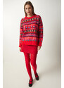 Happiness İstanbul Women's Red Patterned Wool Knitwear Sweater