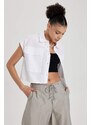 DEFACTO Oversize Fit Pocket Crop Short Sleeve Shirt