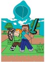 Carbotex Dětské plážové pončo - osuška s kapucí Minecraft - motiv Alex a Steve - 100% bavlna - 50 x 115 cm / pro děti 3 - 6 let