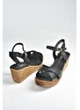 Fox Shoes Women's Black Wedge Heels Shoes
