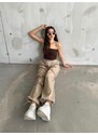 BİKELİFE Women's Beige Pajamas Parachute Pants