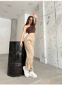 BİKELİFE Women's Beige Pajamas Parachute Pants