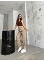 BİKELİFE Women's Beige Pajamas Parachute Pants