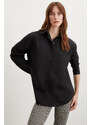 GRIMELANGE Celia Women's 100% Cotton Oversize Fit Black Shirt