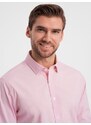 Ombre Clothing Klasické bavlněné tričko REGULAR - světle růžové V2 OM-SHOS-0154
