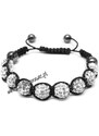 Camerazar Náramek Shamballa s 10mm kubickými zirkony, nastavitelná délka 16-28 cm, bez niklu