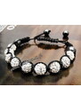 Camerazar Náramek Shamballa s 10mm kubickými zirkony, nastavitelná délka 16-28 cm, bez niklu