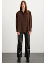 GRIMELANGE CELIA Oversize Brown Single Shirt