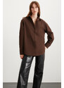 GRIMELANGE CELIA Oversize Brown Single Shirt