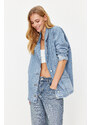 Trendyol Blue Oversize Blazer Denim Jacket